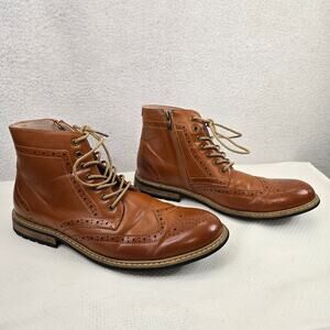 Bruno Marc Classic Wingtip Zipper Ankle Boots Mens US 11 Brown Leather Zip